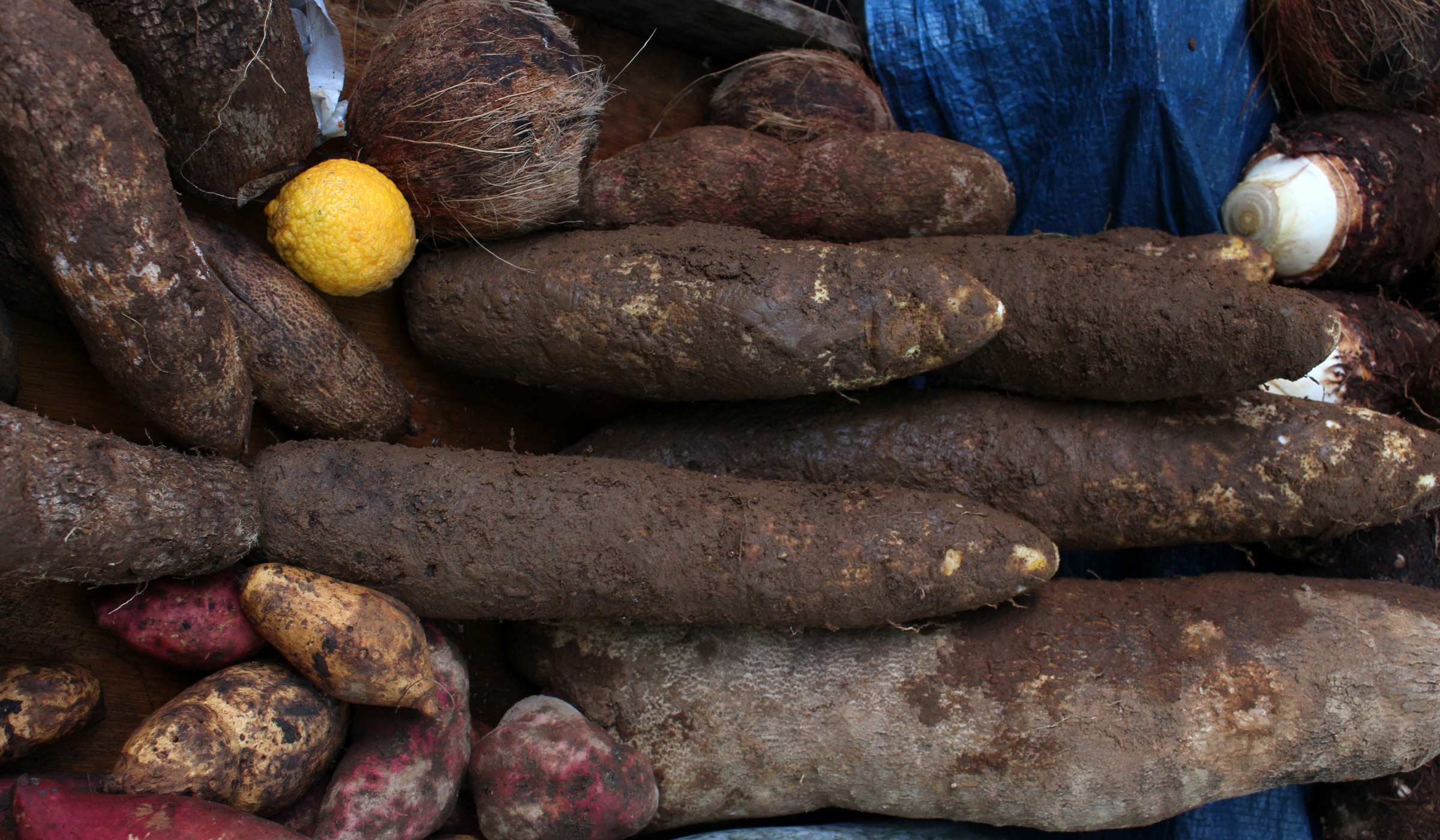 Yams for sale at the market in Fort-de-France