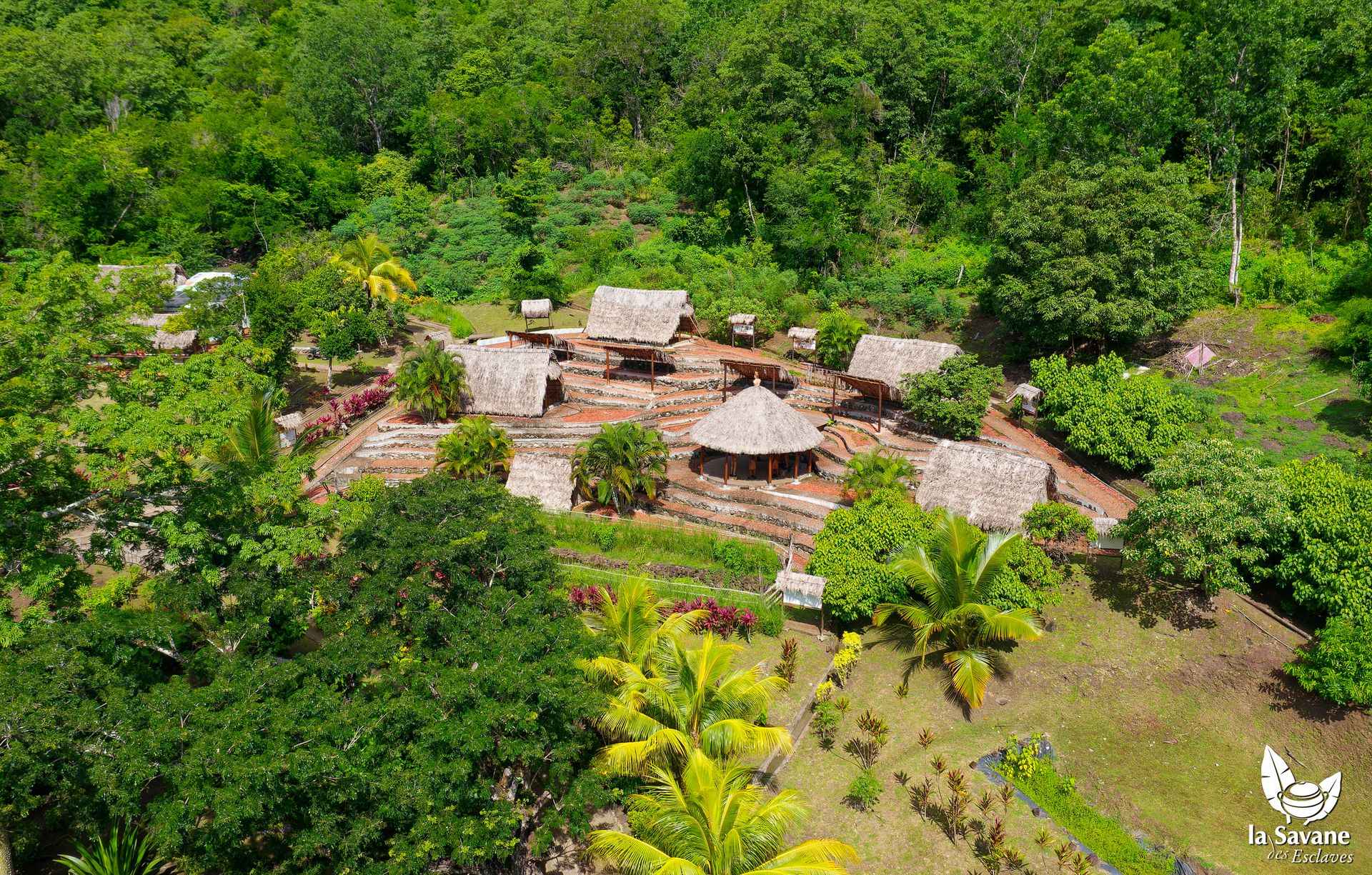 Vue aérienne du site de la Savane des esclaves
