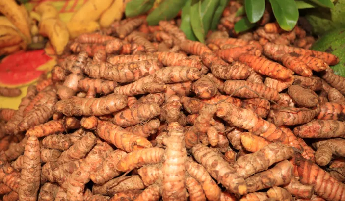 Turmeric tubers for sale at the market in Fort-de-France