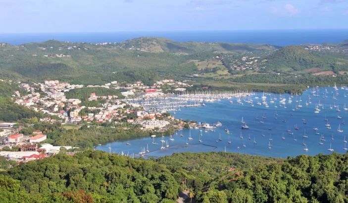 Vue panoramique sur la marina du Marin